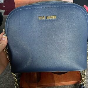 Steve Madden Navy Crossbody with Gold Chain